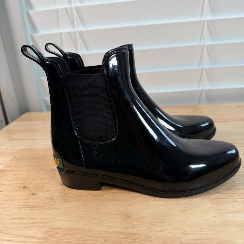 Lauren Ralph Lauren Tally Short Rain Boots Women's Black Pull-On Round Toe - 6